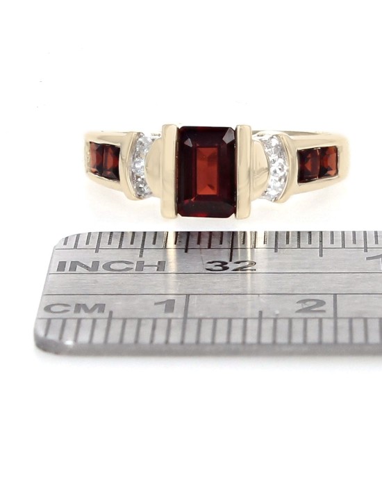 Garnet and Diamond Accent Ring in Yellow Gold